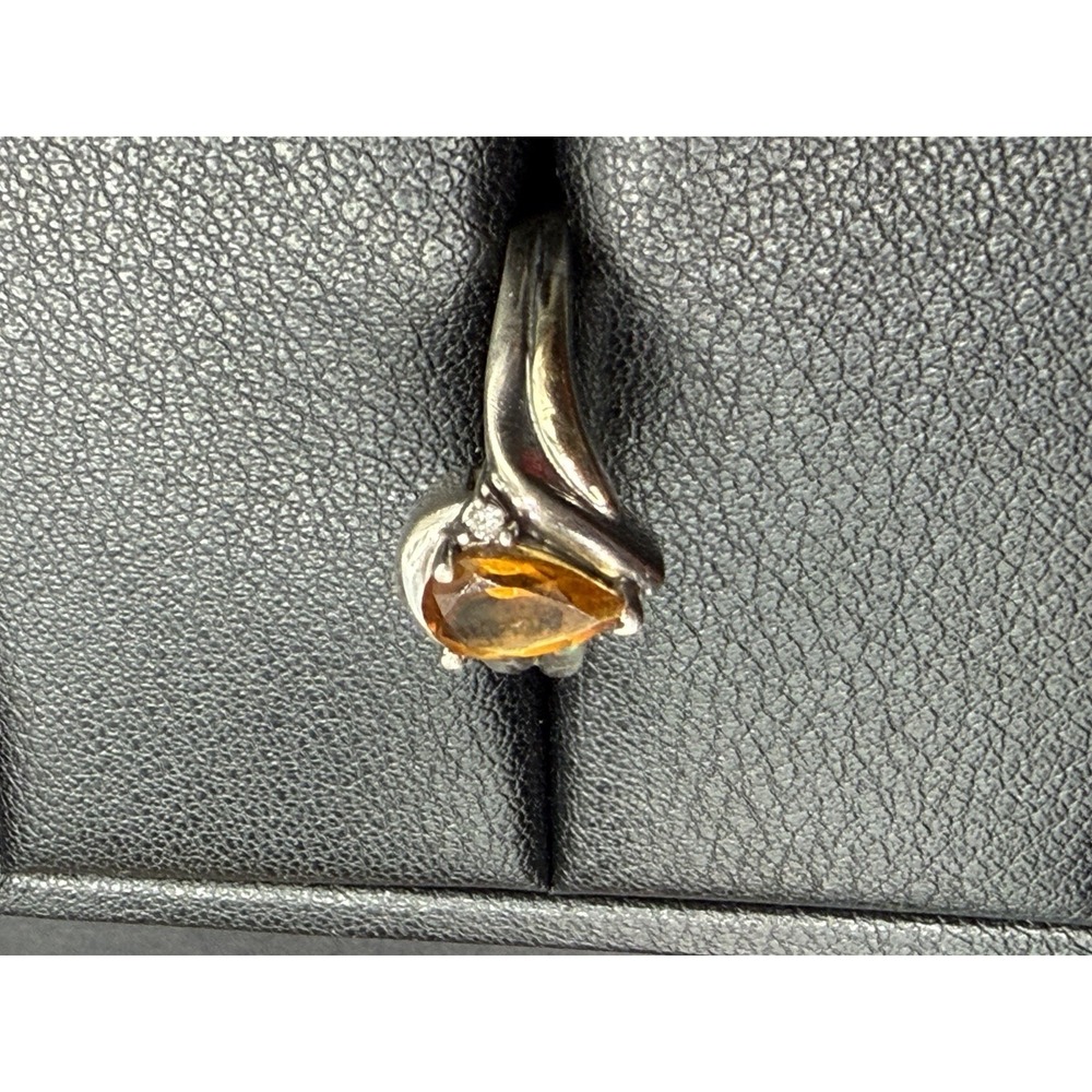 EUC 14k Accent Sterling Silver Citrine Ring Size 6.25 J28 - Picture 7 of 10
